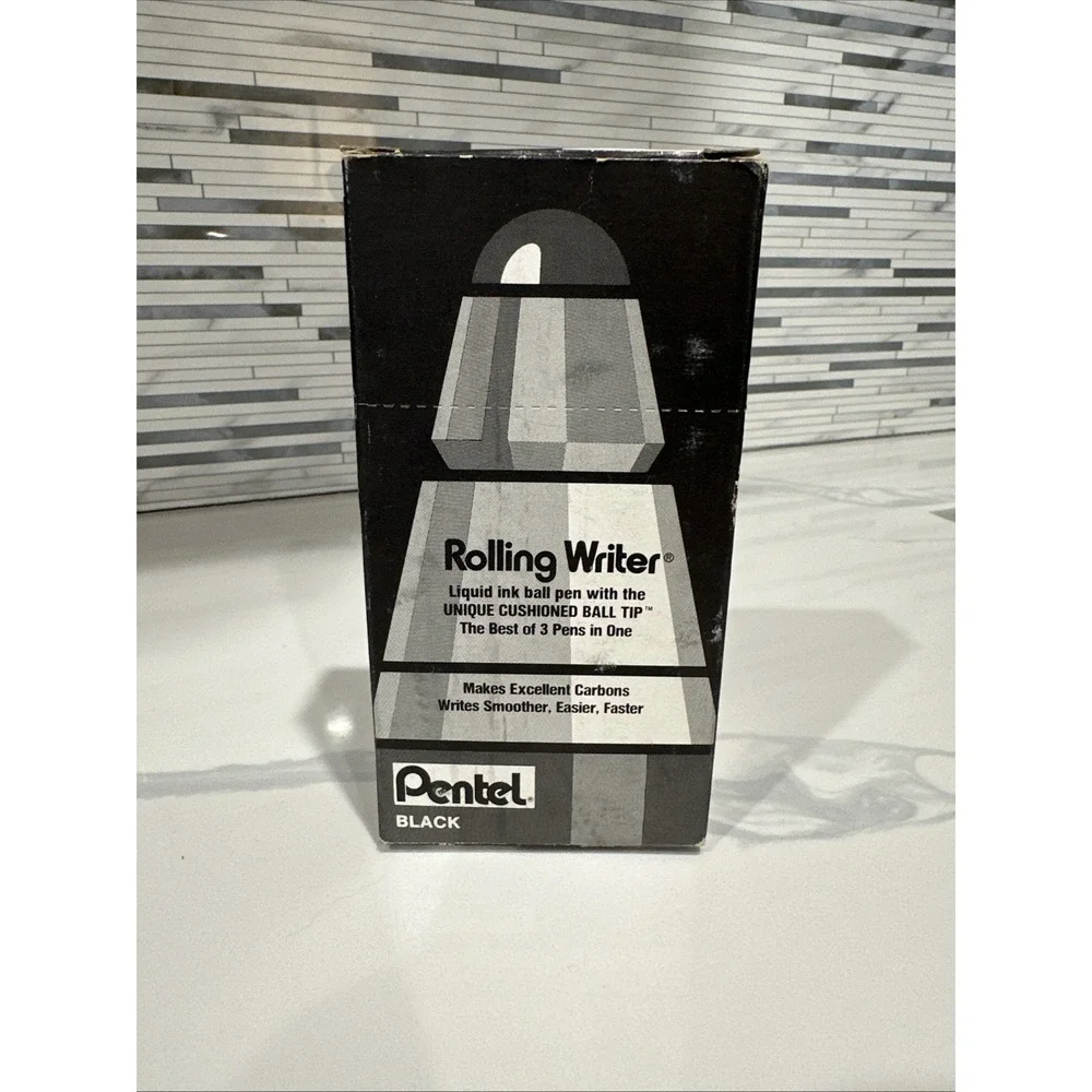 Pentel Rolling‎ Writer Black Liquid Ink Ball Pen Dozen R100 - Only 10 Pens